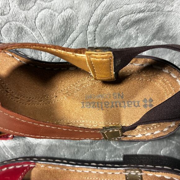 Naturalizer Sandals Womens 6 Red Brown Slingback Leather Western Summer Y2K - Picture 5 of 8